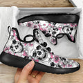 Pink Flowers Skull Pattern Print Mesh Knit Shoes