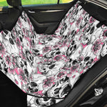 Pink Flowers Skull Pattern Print Pet Car Back Seat Cover