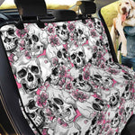 Pink Flowers Skull Pattern Print Pet Car Back Seat Cover