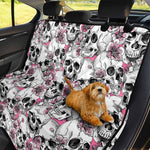 Pink Flowers Skull Pattern Print Pet Car Back Seat Cover