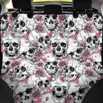 Pink Flowers Skull Pattern Print Pet Car Back Seat Cover