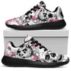 Pink Flowers Skull Pattern Print Sport Shoes GearFrost