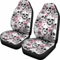 Pink Flowers Skull Pattern Print Universal Fit Car Seat Covers