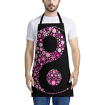Pink Flowers Yin Yang Print Apron