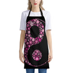 Pink Flowers Yin Yang Print Apron