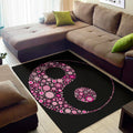Pink Flowers Yin Yang Print Floor Mat