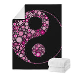 Pink Flowers Yin Yang Print Blanket