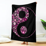 Pink Flowers Yin Yang Print Blanket