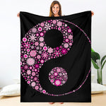 Pink Flowers Yin Yang Print Blanket