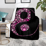 Pink Flowers Yin Yang Print Blanket