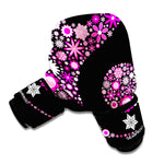 Pink Flowers Yin Yang Print Boxing Gloves