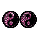 Pink Flowers Yin Yang Print Car Coasters