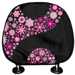 Pink Flowers Yin Yang Print Car Headrest Covers