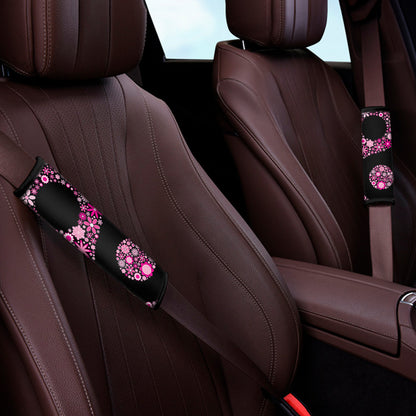 Pink Flowers Yin Yang Print Car Seat Belt Covers