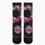 Pink Flowers Yin Yang Print Crew Socks