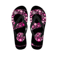 Pink Flowers Yin Yang Print Flip Flops