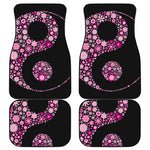 Pink Flowers Yin Yang Print Front and Back Car Floor Mats