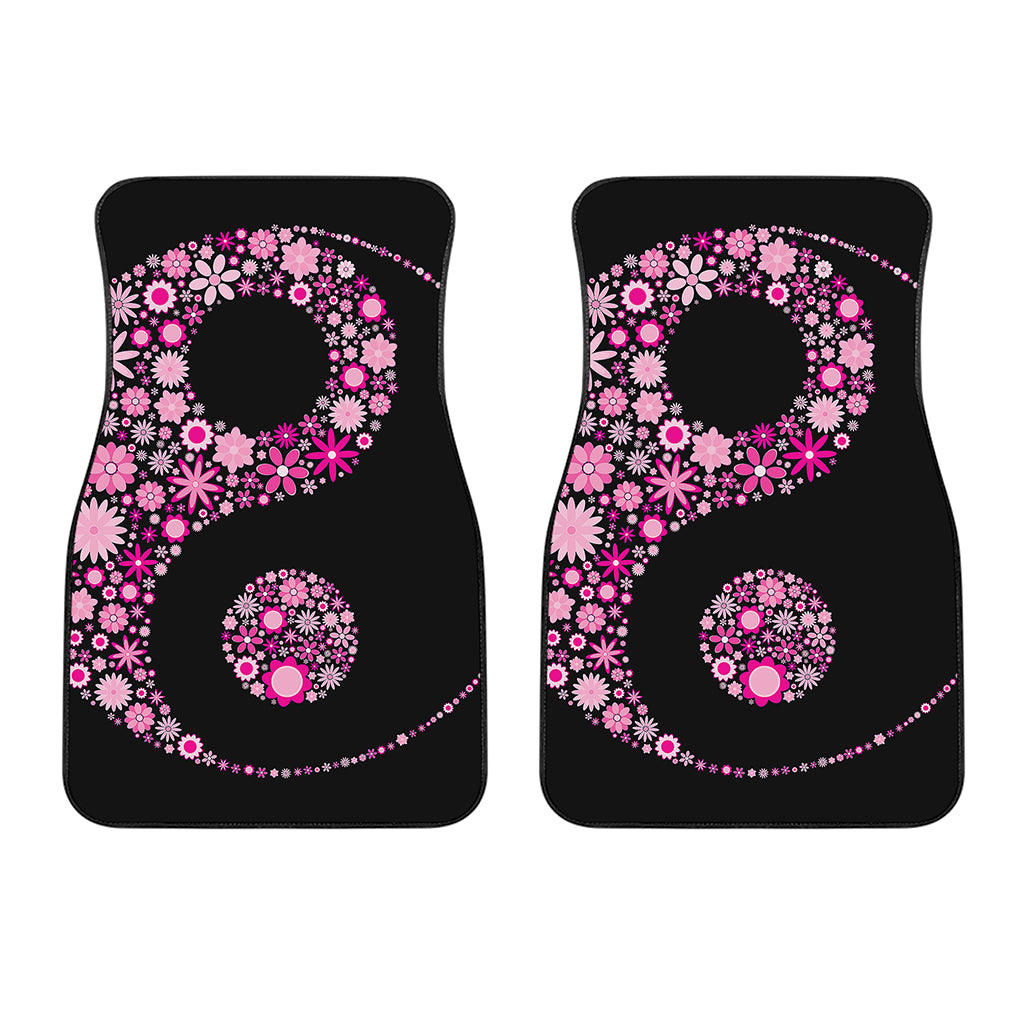 Pink Flowers Yin Yang Print Front Car Floor Mats