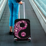 Pink Flowers Yin Yang Print Luggage Cover