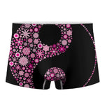 Pink Flowers Yin Yang Print Men's Boxer Briefs