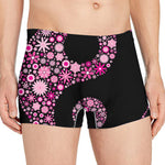 Pink Flowers Yin Yang Print Men's Boxer Briefs