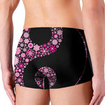 Pink Flowers Yin Yang Print Men's Boxer Briefs