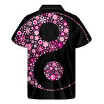 Pink Flowers Yin Yang Print Men's Short Sleeve Shirt