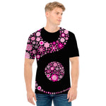Pink Flowers Yin Yang Print Men's T-Shirt