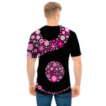 Pink Flowers Yin Yang Print Men's T-Shirt