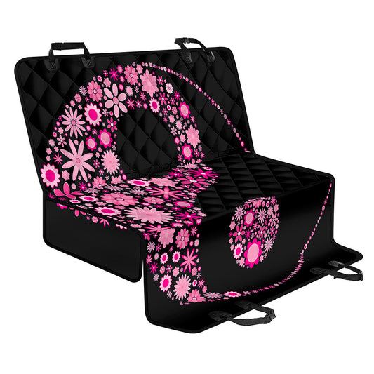 Pink Flowers Yin Yang Print Pet Car Back Seat Cover