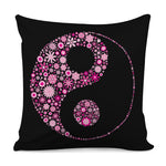 Pink Flowers Yin Yang Print Pillow Cover