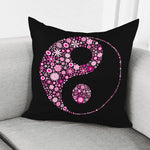 Pink Flowers Yin Yang Print Pillow Cover