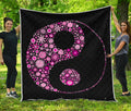 Pink Flowers Yin Yang Print Quilt
