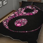 Pink Flowers Yin Yang Print Quilt Bed Set