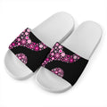 Pink Flowers Yin Yang Print White Slide Sandals