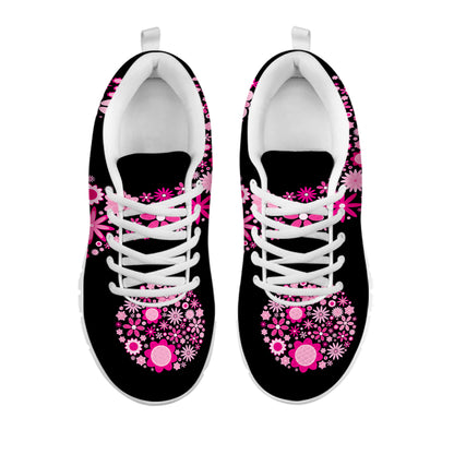 Pink Flowers Yin Yang Print White Sneakers