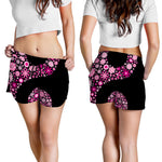 Pink Flowers Yin Yang Print Women's Shorts
