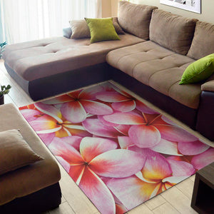 Pink Frangipani Flower Print Area Rug