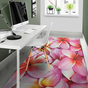 Pink Frangipani Flower Print Area Rug