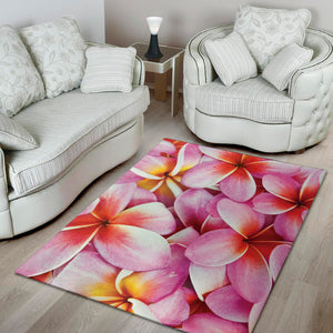 Pink Frangipani Flower Print Area Rug