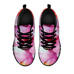 Pink Frangipani Flower Print Black Sneakers