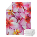 Pink Frangipani Flower Print Blanket