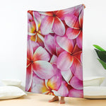 Pink Frangipani Flower Print Blanket