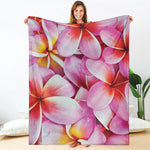 Pink Frangipani Flower Print Blanket