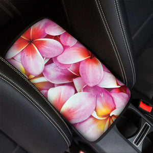 Pink Frangipani Flower Print Car Center Console Cover