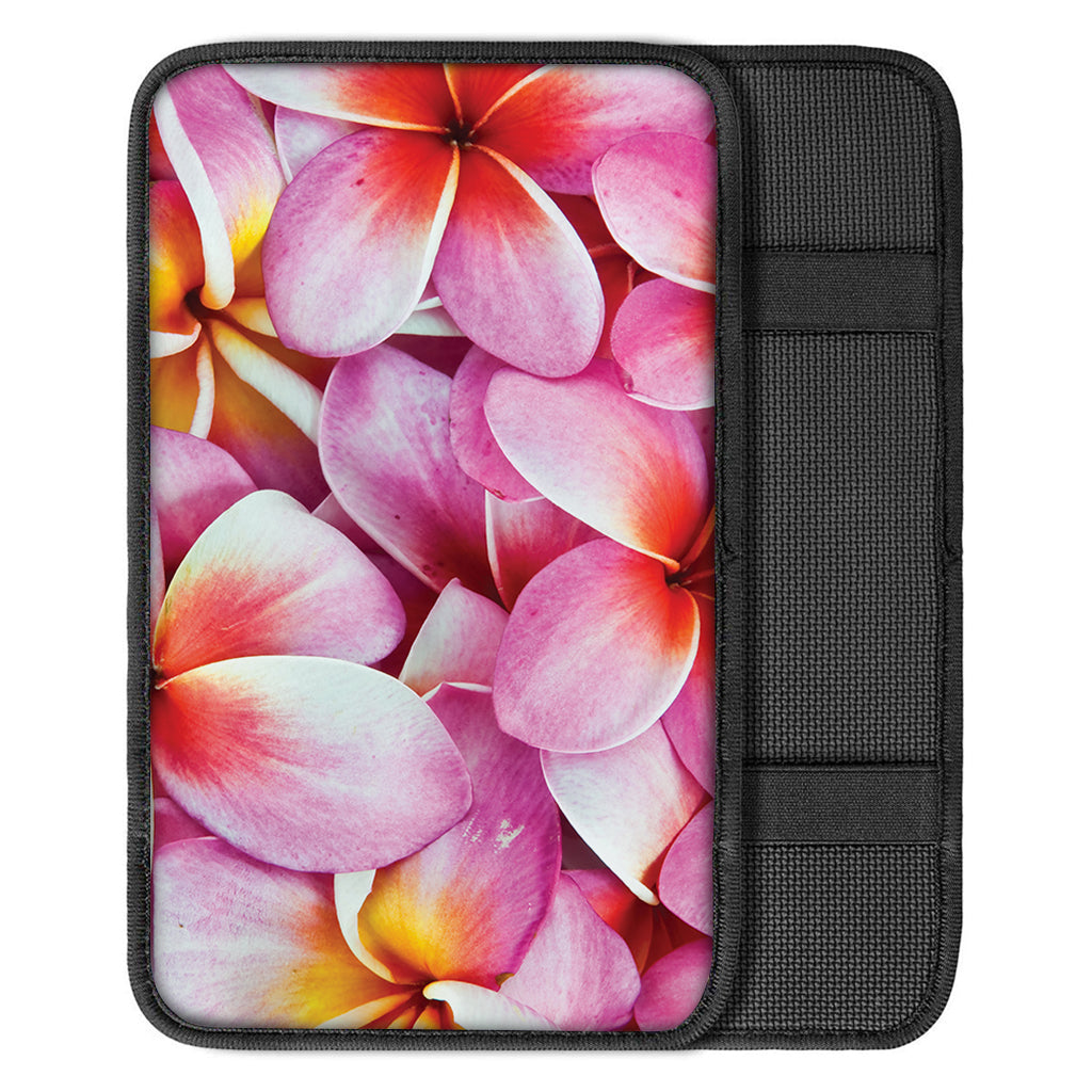 Pink Frangipani Flower Print Car Center Console Cover