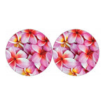 Pink Frangipani Flower Print Car Coasters
