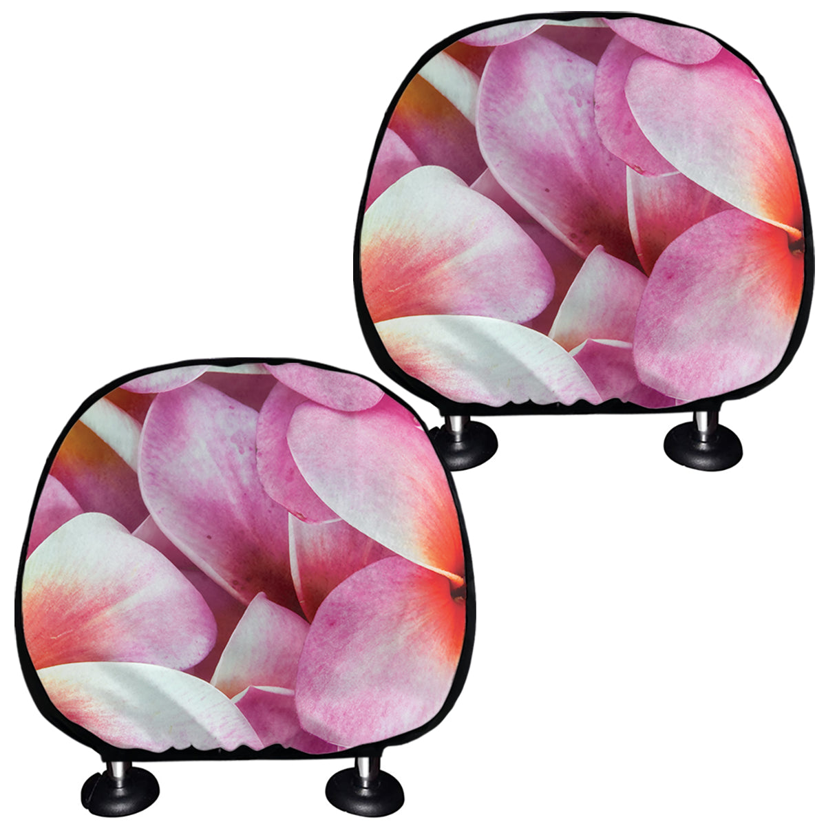 Pink Frangipani Flower Print Car Headrest Covers