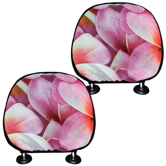 Pink Frangipani Flower Print Car Headrest Covers