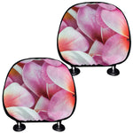 Pink Frangipani Flower Print Car Headrest Covers
